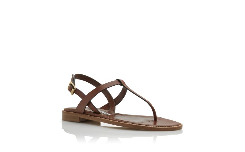 Hata, Mid Brown Calf Leather Flat Sandals - US$745.00