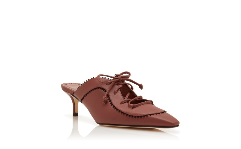 Palatina, Brown Nappa Leather Lace-Up Mules - €1,025.00