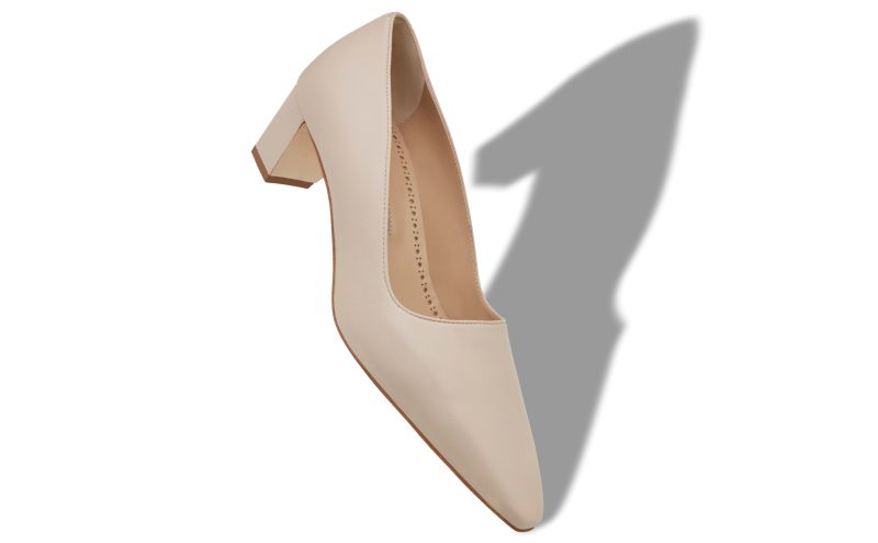 Munisopla, Light Beige Nappa Leather Pointed Toe Pumps - AU$723.00 