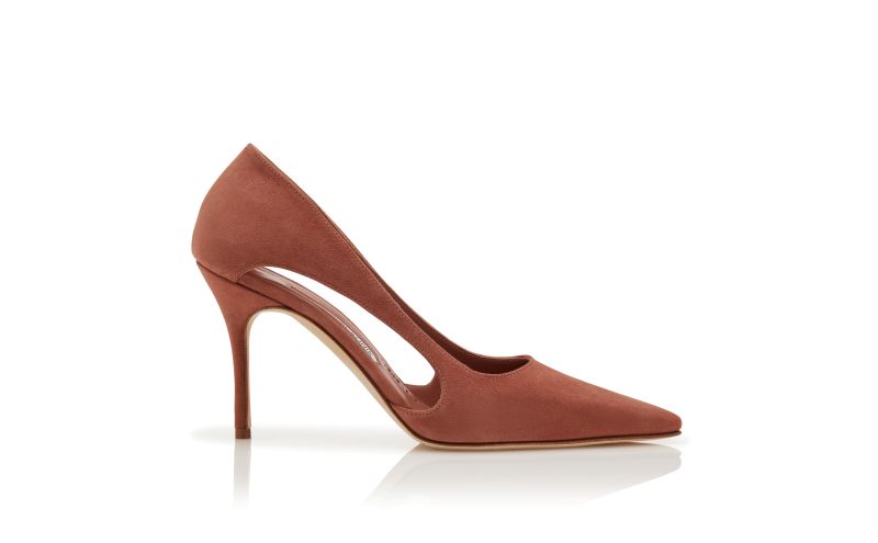 Side view of Boukefalos, Brown Suede Cut Out Detail Pumps - US$935.00