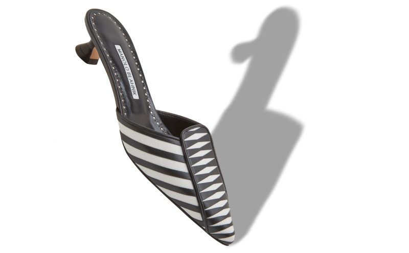 Diaba, White and Black Linen Striped Mules - £473.00 
