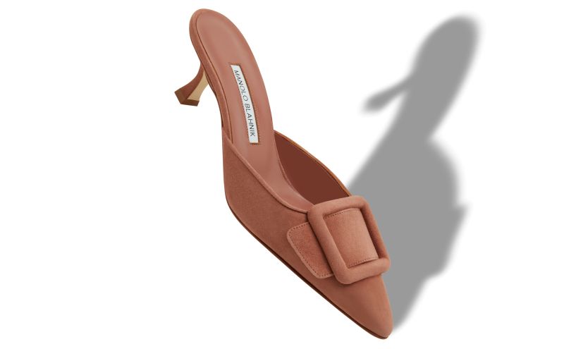 Maysale, Brown Suede Buckle Detail Mules - £695.00 