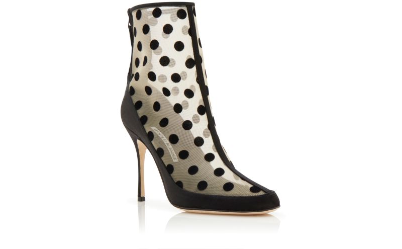 Mukinka, Ivory and Black Mesh Polka Dot Boots  - CA$1,265.00