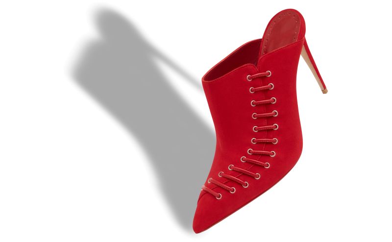 Dobre, Red Suede Lace Detail Mules - €1,045.00