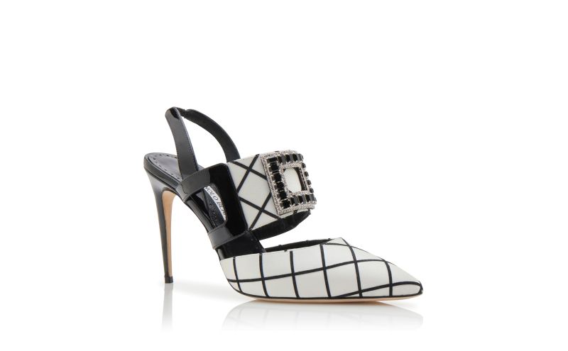 Bimix, Black and White Satin Slingback Pumps - £1,125.00