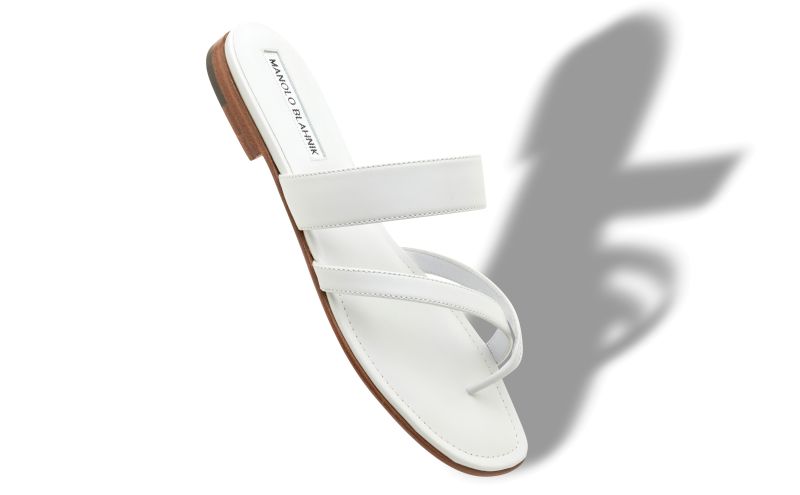 Susa, White Calf Leather Flat Sandals - AU$1,255.00 