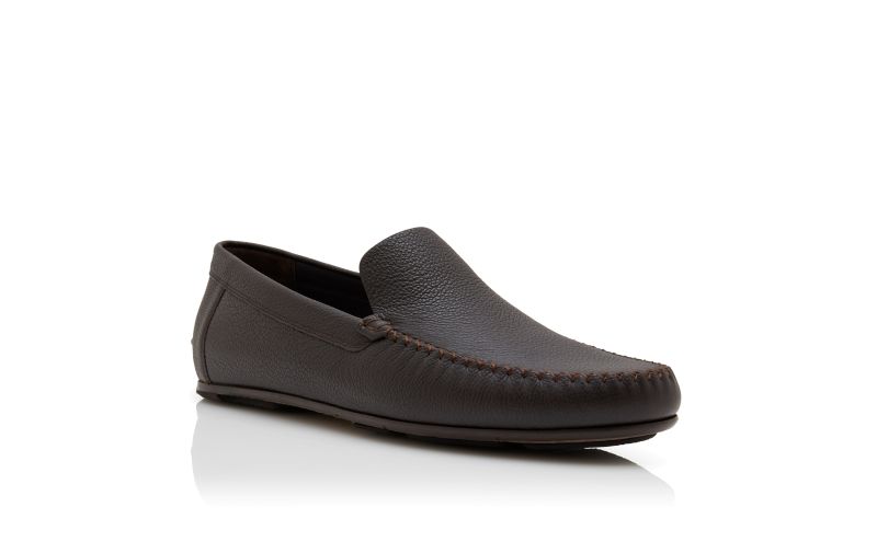 Side view of Alder, Dark Brown Calf Leather Slippers - €850.00