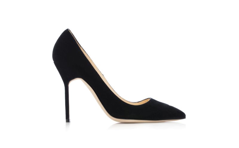 Side view of Bb, Black Suede Pointed Toe Pumps - US$725.00
