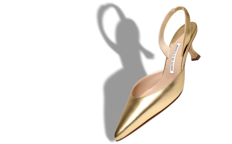 Carolyne 50, Gold Nappa Leather Slingback Pumps - US$795.00