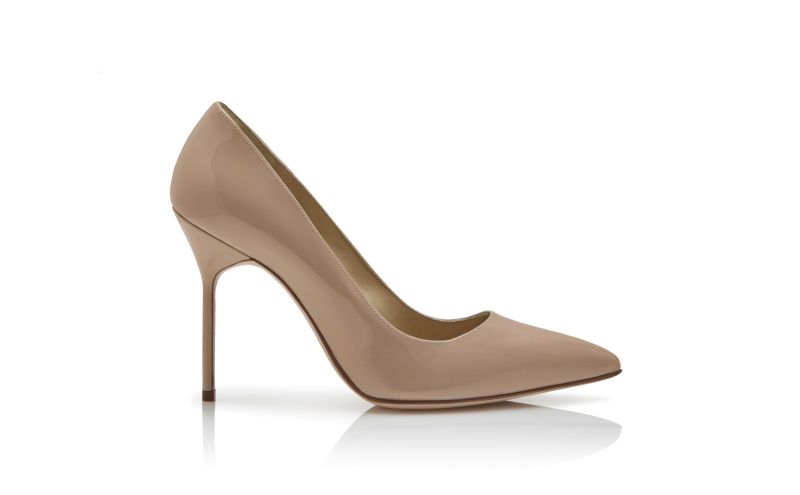 Side view of Bb patent, Dark Blush Patent Leather Pointed Toe Pumps - AU$1,195.00