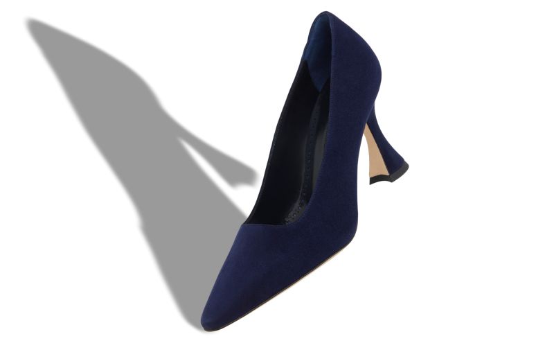 Loumaj, Navy Blue Suede Pointed Toe Pumps - US$423.00