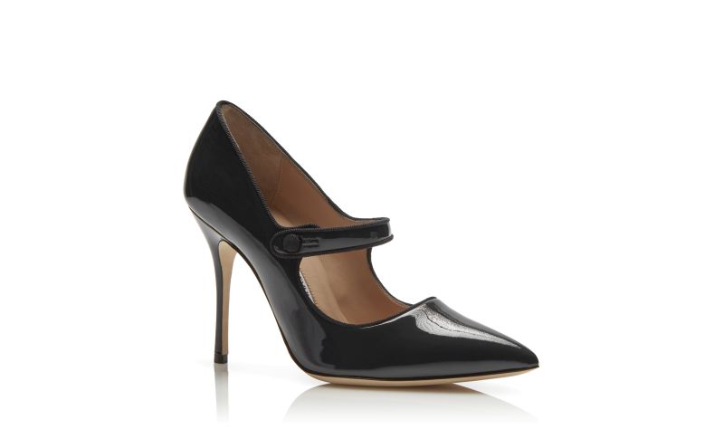 Camparinew, Black Patent Leather Pointed Toe Pumps - CA$1,075.00