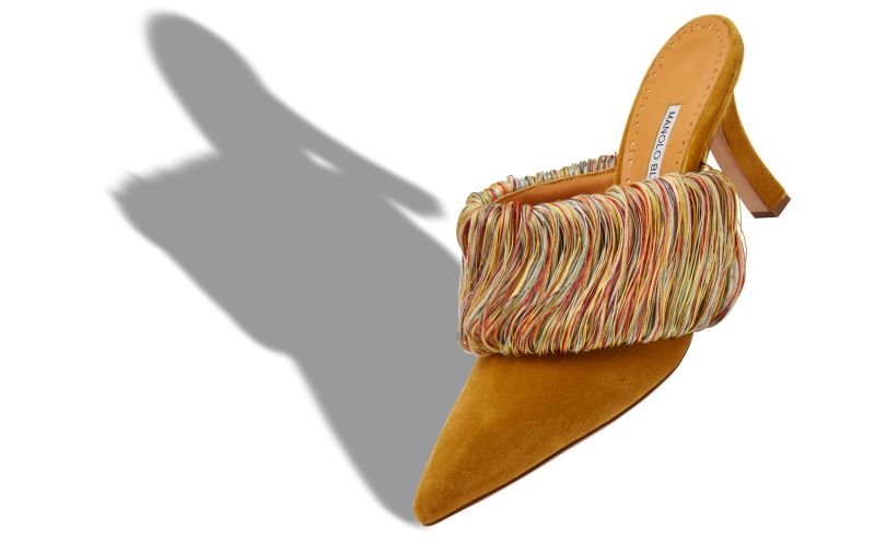 Caldean, Gold Velvet Fringe Detail Mules - AU$1,425.00