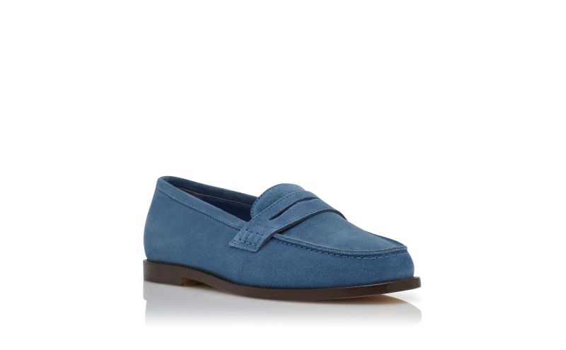 Designer Bright Blue Suede Penny Loafers