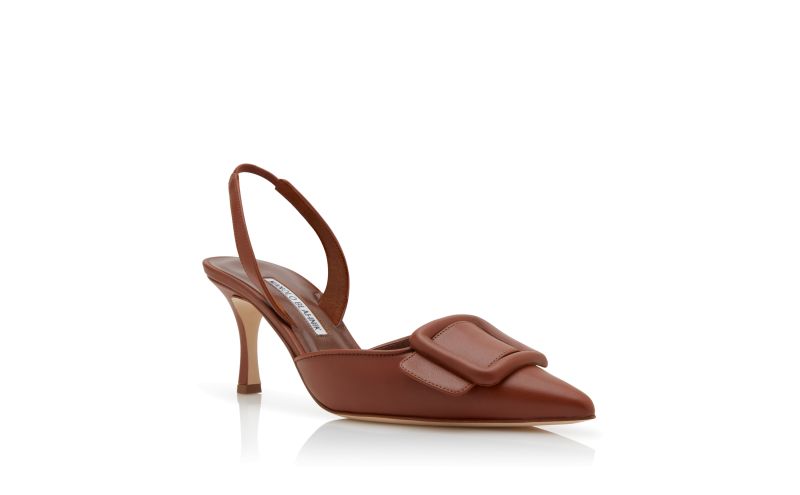 Maysli, Brown Nappa Leather Slingback Pumps - AU$1,335.00