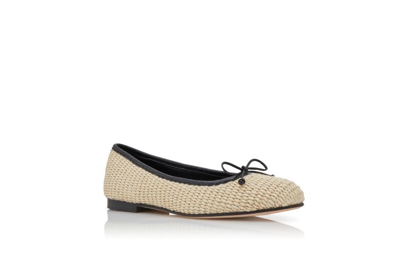 Veralli, Light Beige and Black Rafia Ballerina Flats - £595.00