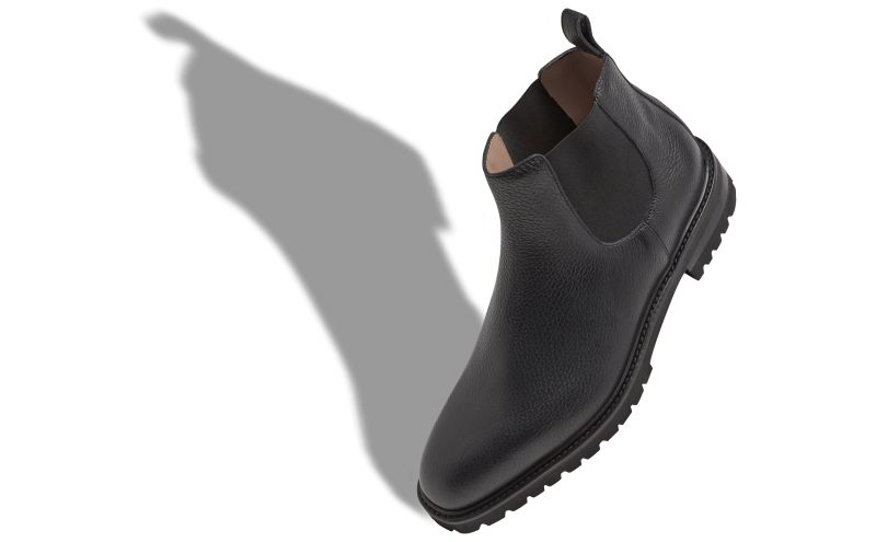 Designer Black Calf Leather Ankle Boots