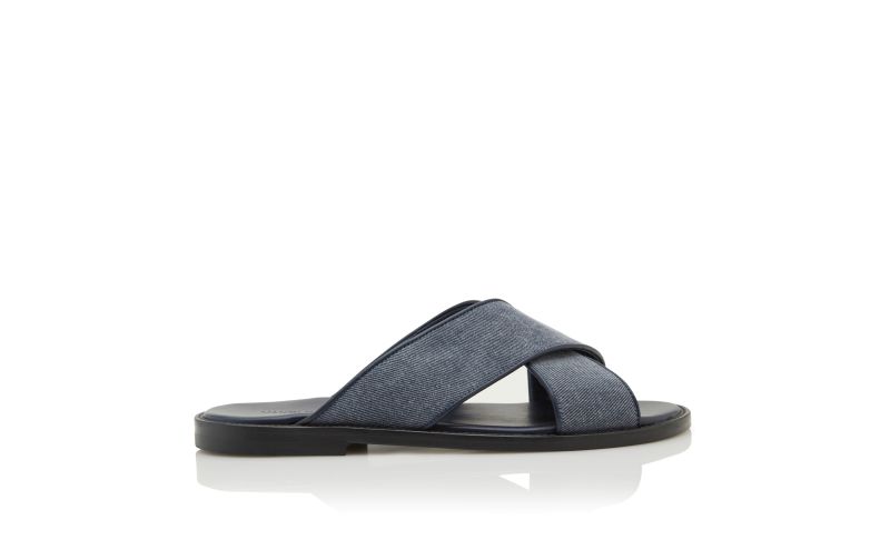 Side view of Otawi, Blue Denim Crossover Sandals  - US$645.00