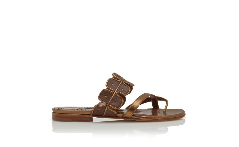SUPANA, Bronze and Brown Nappa Leather Flat Sandals, 950 USD