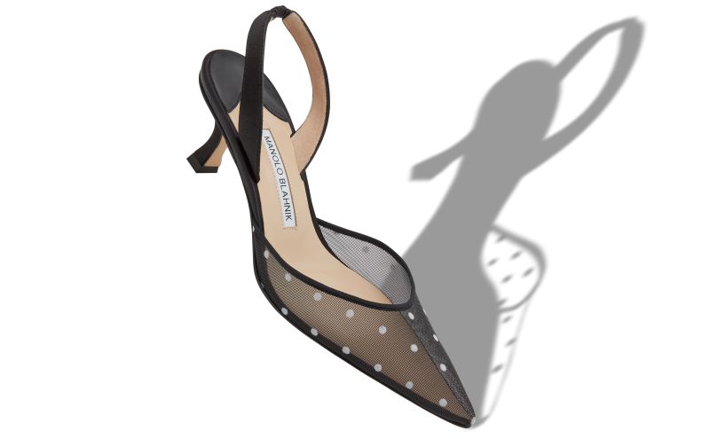 Carolyne, Black Mesh Slingback Pumps - €835.00 