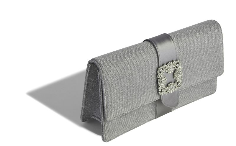 Capri glitter, Silver Glitter Jewel Buckle Clutch - £1,345.00