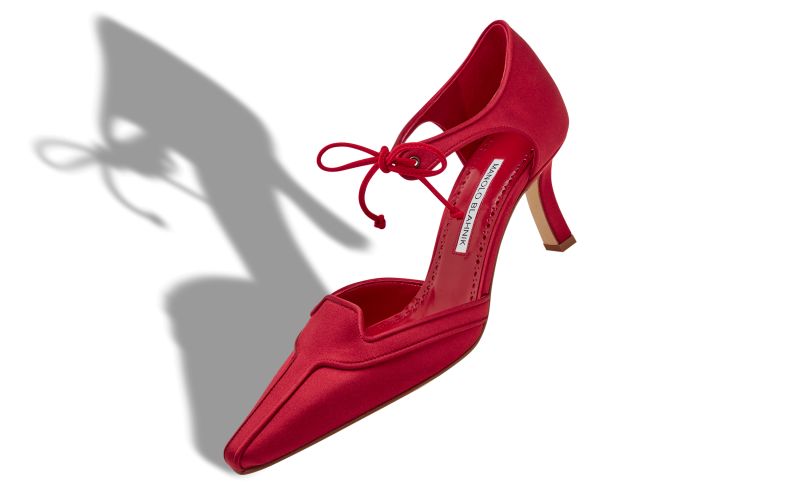 Orata, Red Satin Ankle Strap Pumps - AU$1,635.00
