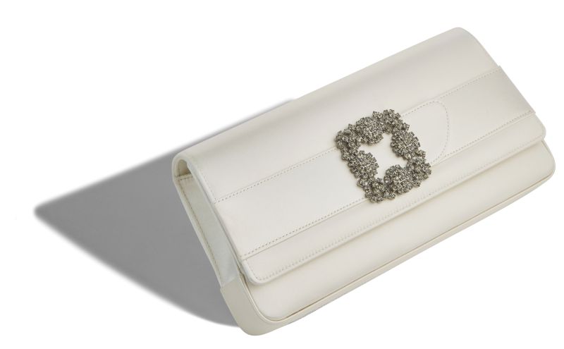 Gothisi, Light Cream Satin Jewel Buckle Clutch - AU$2,535.00