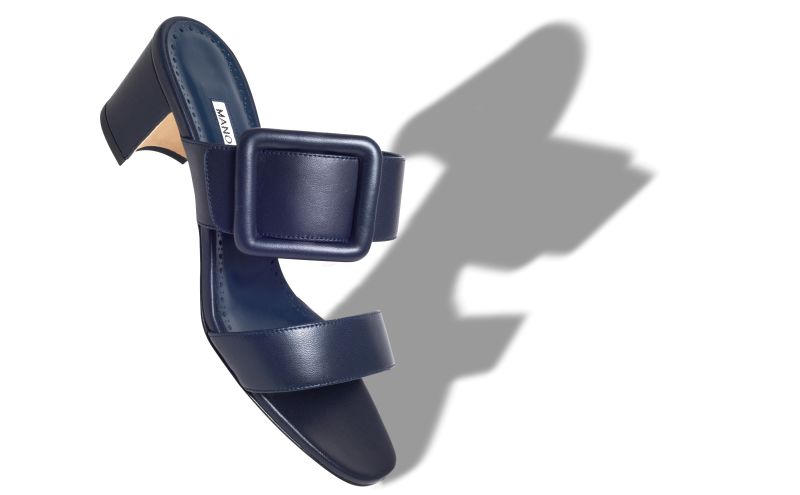 Titubanew, Navy Blue Nappa Leather Open Toe Mules - US$845.00 