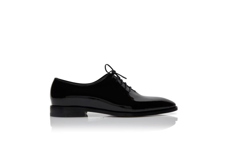 Side view of Snowdon, Black Patent Leather Lace-Up Shoes - US$975.00