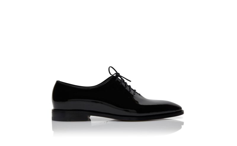 Side view of Snowdon, Black Patent Leather Lace-Up Shoes - £795.00