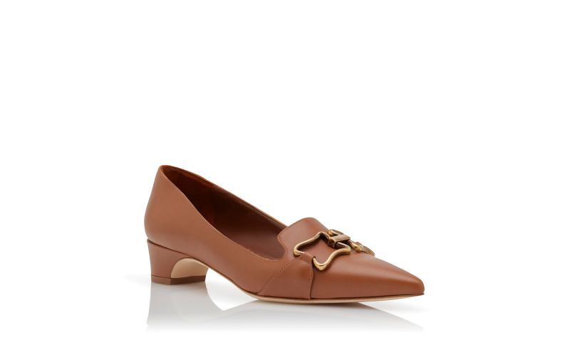 Phobepla, Brown Calf Leather Buckle Detail Pumps - US$585.00
