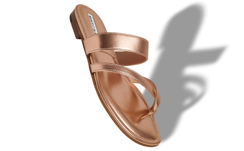 Susa, Bronze Nappa Leather Flat Sandals - US$865.00 