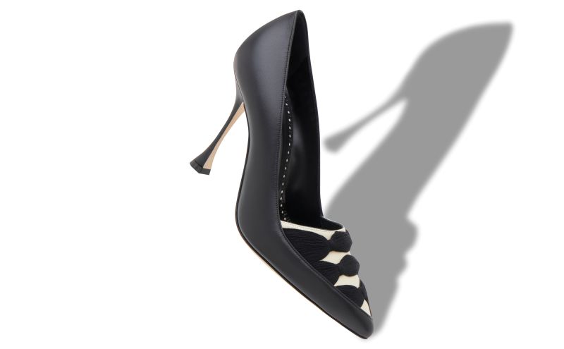 Sandrilahi, Black and Cream Nappa Leather Ruched Pumps - €895.00 