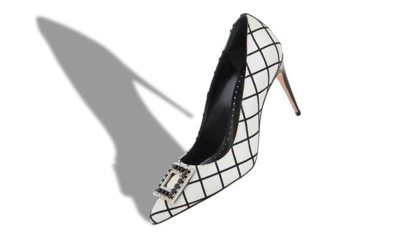 Latexa, Monochrome Satin Embellished Buckle Pumps - £1,095.00