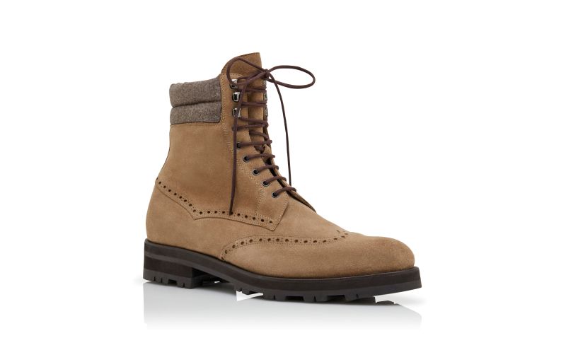 Sapele, Beige Suede Mid Calf Boots - US$1,195.00
