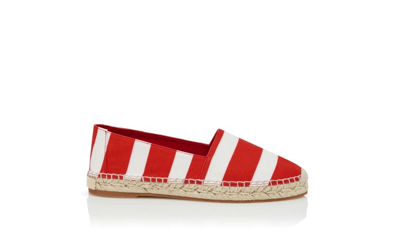 Side view of Sombrille, Red and White Striped Cotton Espadrilles  - CA$835.00