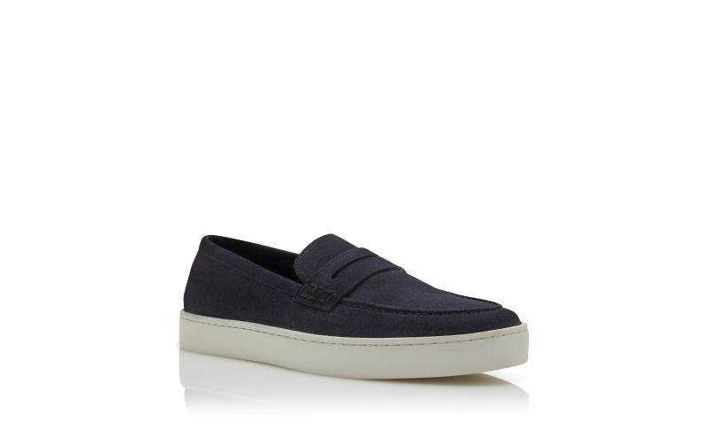 Ellis, Navy Blue Suede Slip-On Loafers - US$815.00