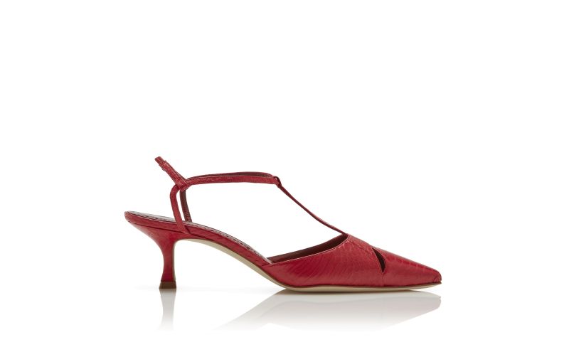 Side view of Turgimod, Red Snakeskin T-Bar Pumps - €825.00