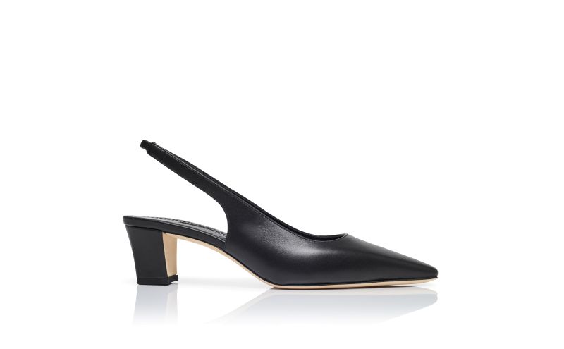 Side view of Teutamospla, Black Nappa Leather Slingback Pumps - US$935.00