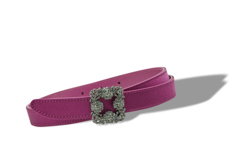 Hangisi belt mini, Dark Fuchsia Satin Crystal Buckled Belt - AU$1,335.00 