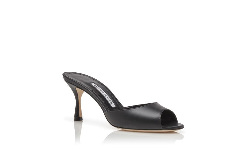 Jada, Black Calf Leather Open Toe Mules - US$745.00