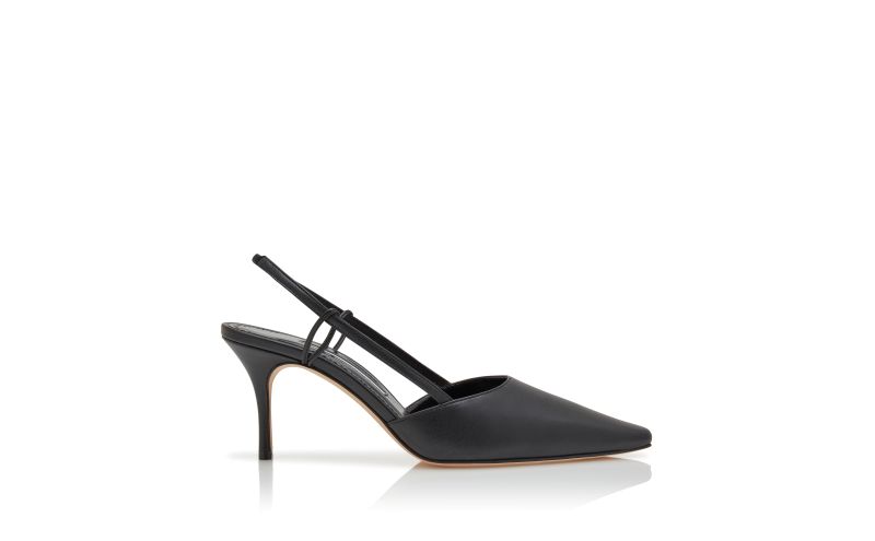 Side view of Touki, Black Nappa Leather Slingback Pumps - US$975.00