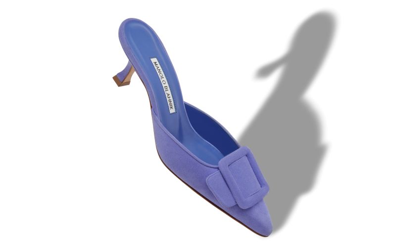 Maysale, Lavender Suede Buckle Mules - £595.00 