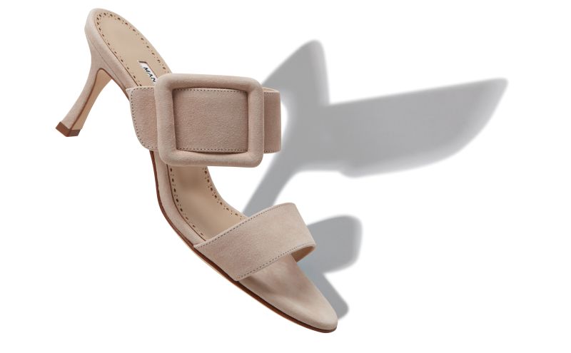 Gable, Light Beige Suede Open Toe Mules - US$845.00 