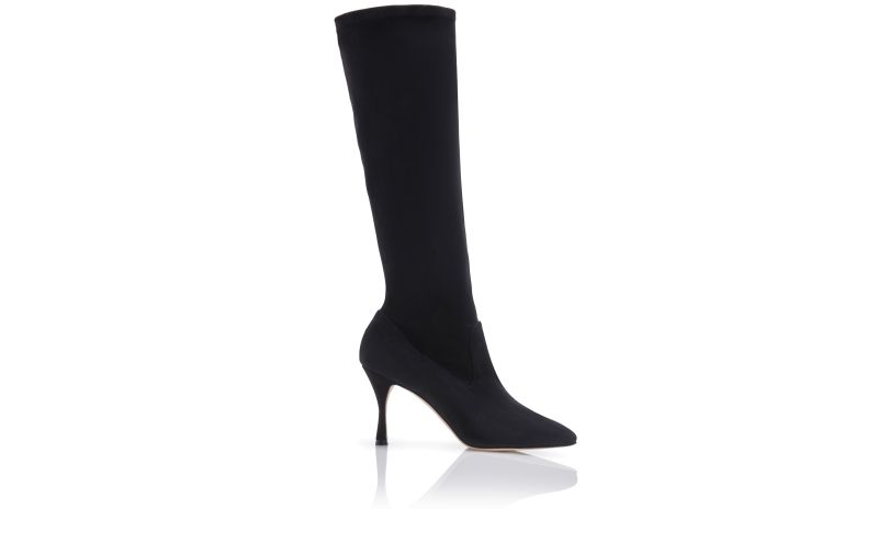 Side view of Pamfilo, Black Kid Suede Sock Boots - US$1,425.00