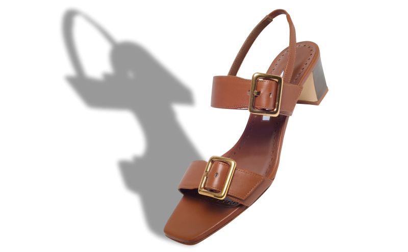 Thalitsli, Brown Nappa Leather Slingback Sandals - US$597.00
