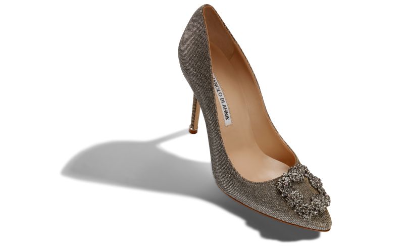 Hangisi glitter, Dark Gold Glitter Jewel Buckle Pumps - €1,095.00