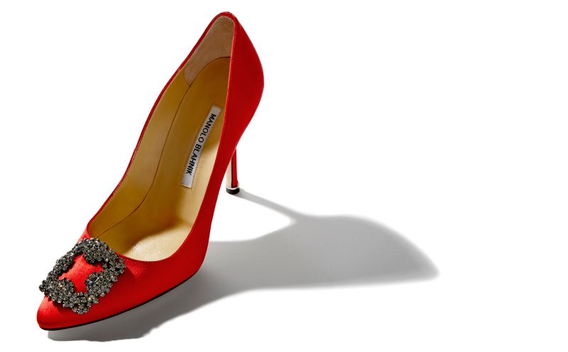 Hangisi, Red Satin Jewel Buckle Pumps - £945.00 