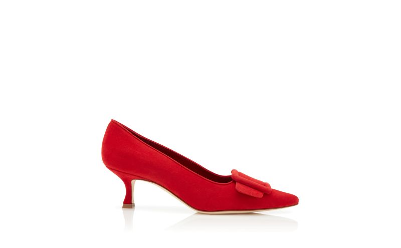 Side view of Maysalepump 50, Red Suede Buckle Detail Pumps - US$845.00