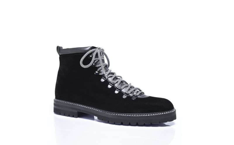 Calaurio, Black Velvet Lace Up Boots - US$568.00